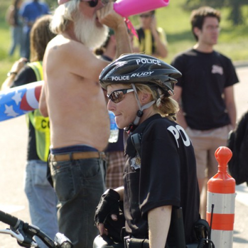 Protestors gather for Democratic National Convention in 2008 in Denver, CO.